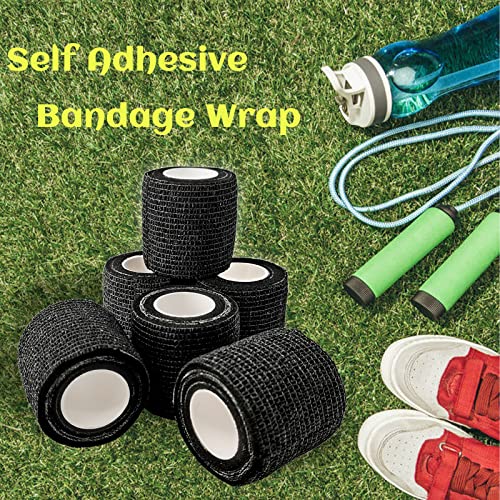 24 Rolls Black Elastic Self Adhesive Bandage Wrap 2 Inch (2 Inch-24 Count Black)