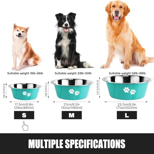 Stainless Steel Dog Bowls (Green / 3.6 Cups/29 OZ)