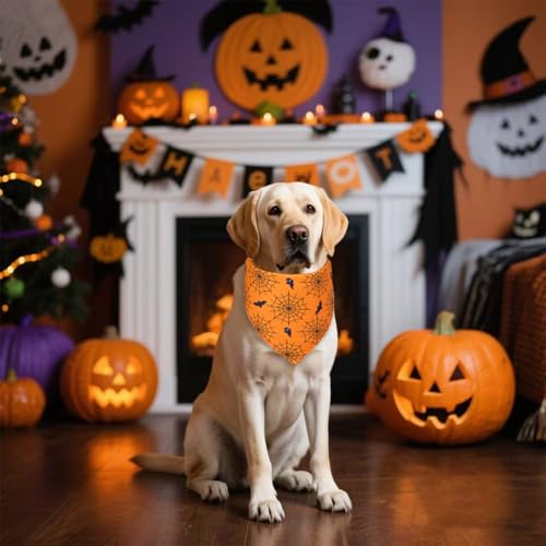 Halloween Dog Bandana for Medium Dogs (Halloween - Orange / Large)