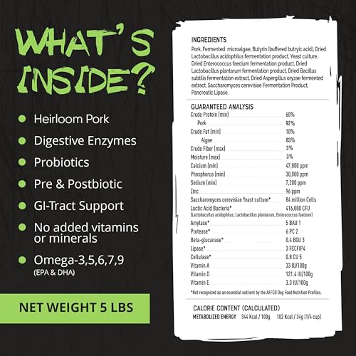 Origins 5-in-1 Dog Supplement - Powdered Food Topper w/Natural Heirloom Pork Protein- Supports Healthy Digestion, Skin, and Coat - Helps Reduce Itching & Joint Inflammation (5 lbs) (5 lb)