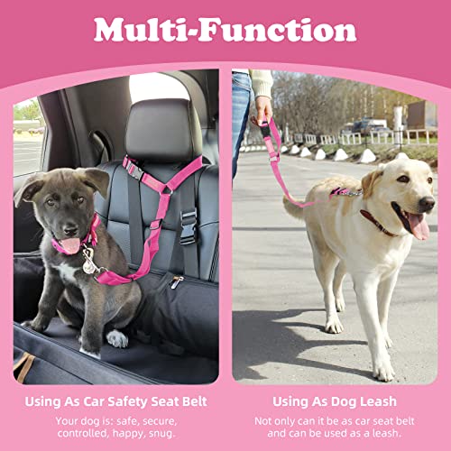 2 Pack Dog Seat Belt for Car (Pink)
