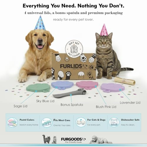 FURLIDS Cat Dog Food Can Lids 4 Pack (4 Pack Multicolor)