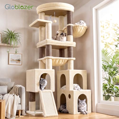 Tall Cat Tower for Indoor Adult Cats (Beige / 72 inch)