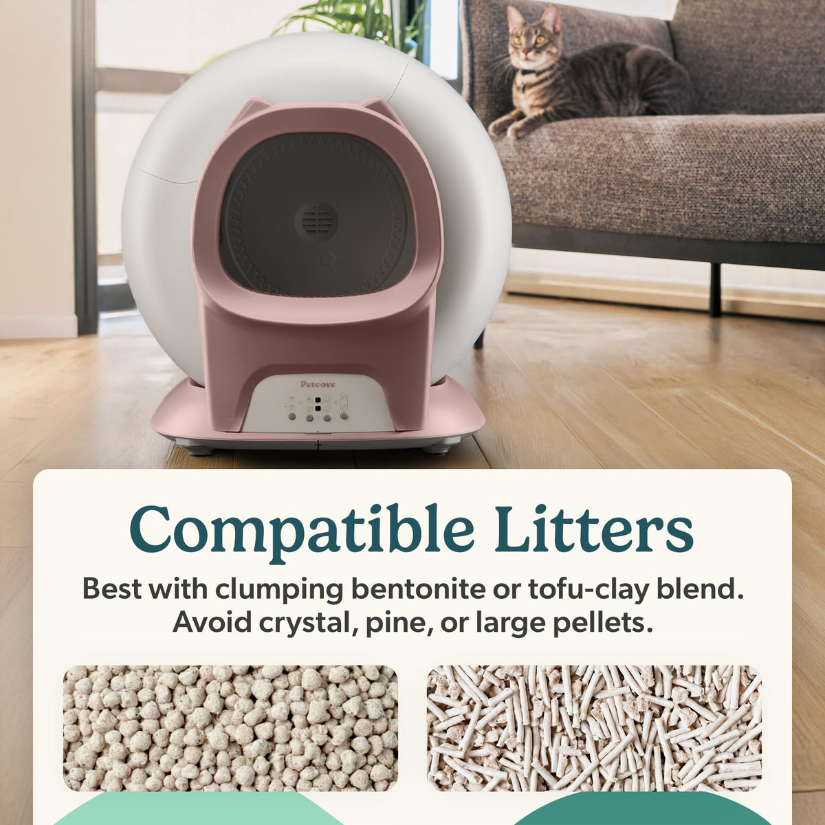 PurrTek Automatic Litter Box Self Cleaning 5GHz Wi (Pink)