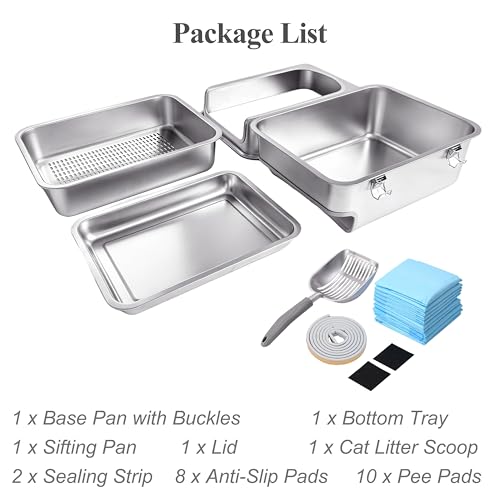 Pull Out Sifting Cat Litter Box with Lid for Pine Pellets (Medium)