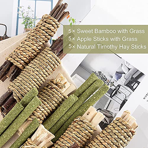Rabbit Toys 3 Types Hamster Chew Toys for Teeth Grinding (15Pcs)