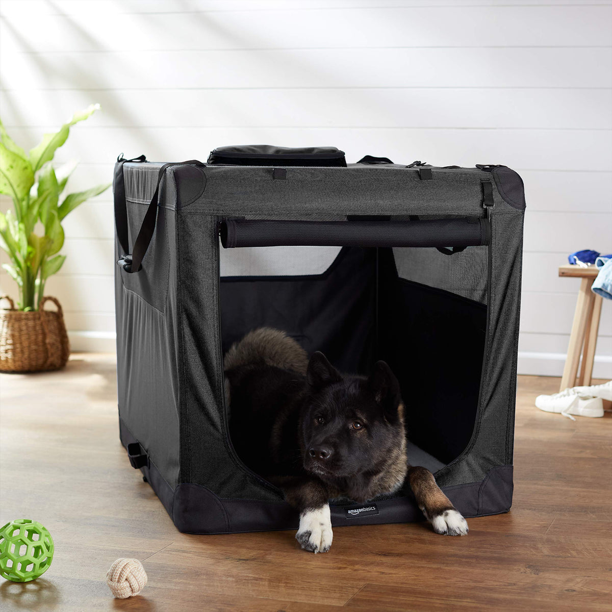 Folding Portable Soft Pet Dog Crate Carrier Kennel (BLACK / 41.9"L x 30.9"W x 30.7"H)