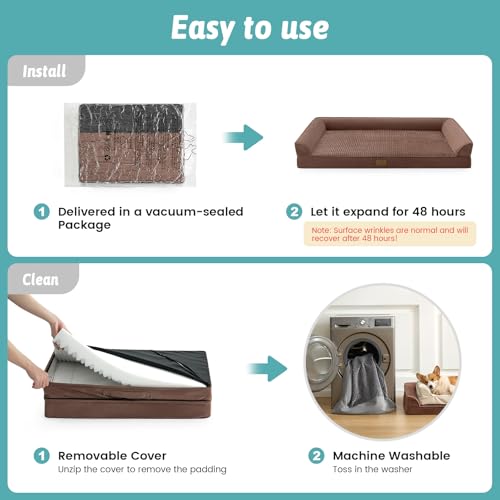 Orthopedic Dog Bed for Extra Large Dogs (Brown / XL:44x32x7 inch)
