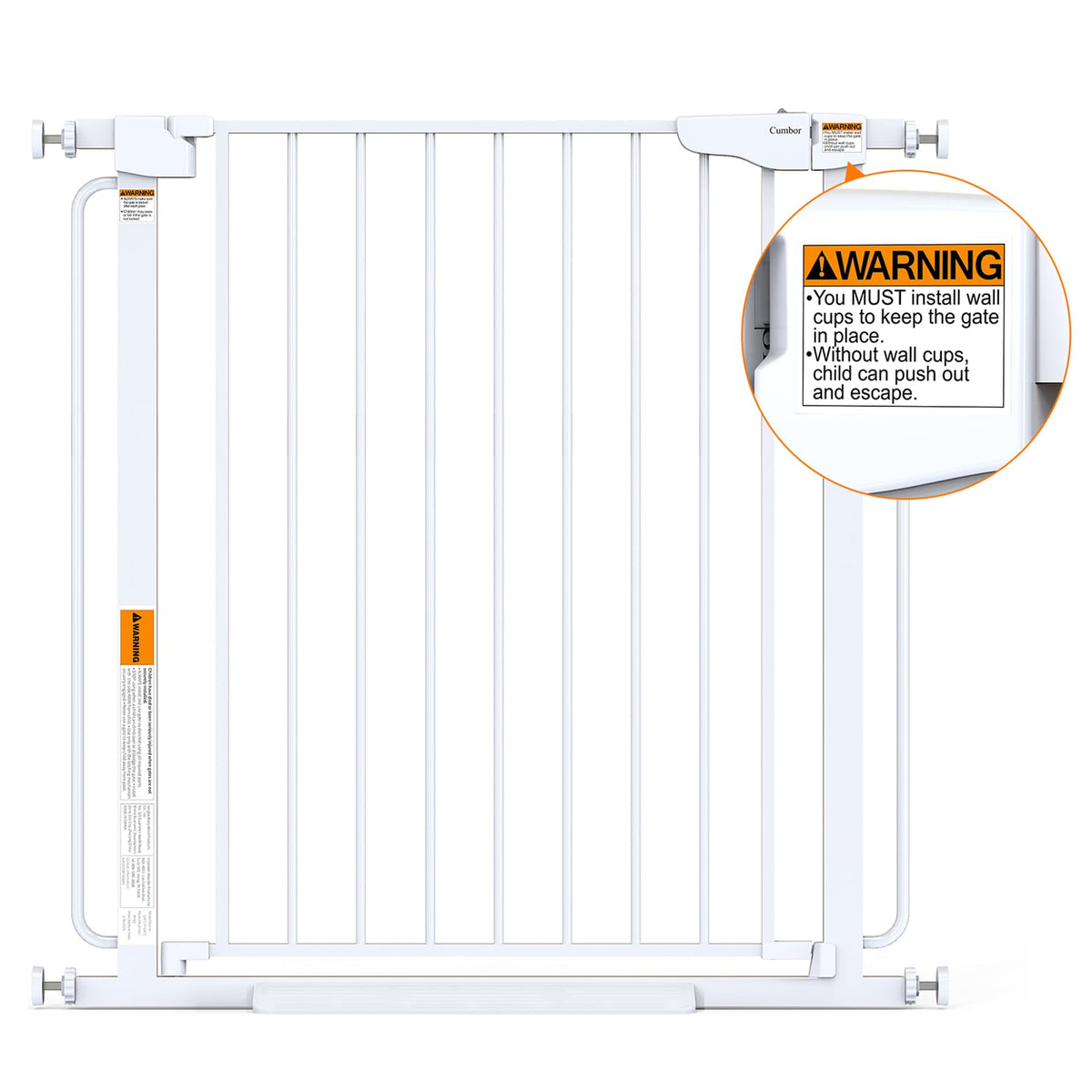 36.6 64 in Extra Wide Baby Gate for Stairs (White / 36.6-64"W x 30.5"H)
