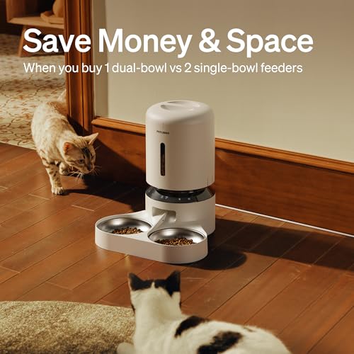5L Automatic Cat Feeder for 2 Cats (White / Dual Tray with WiFi)