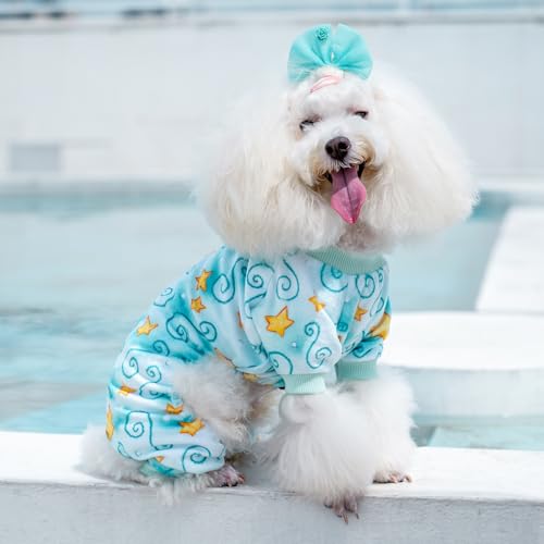 Small Dogs Outfit Soft Puppy Onesies Pjs Dog Pajamas Pet Coat Cat Apparel Comfy Doggie Jumpsuit Bodysuit for All Seasons (Star / Medium)