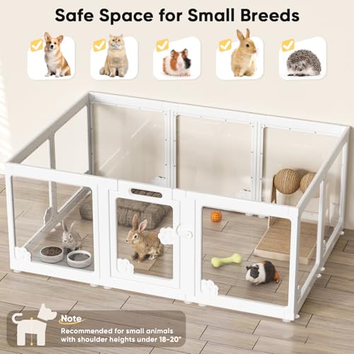 24“ Acrylic Clear Dog Play Pen Indoors 10 Panels (White- 10 Panels)