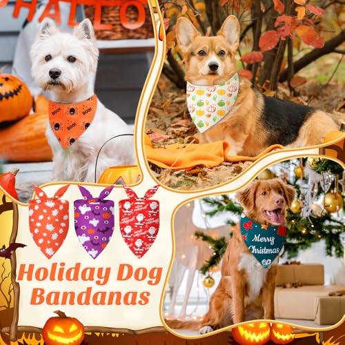 30 Pcs Fall Thanksgiving Holiday Dog Bandanas Bulk for Autumn (Holiday Style)