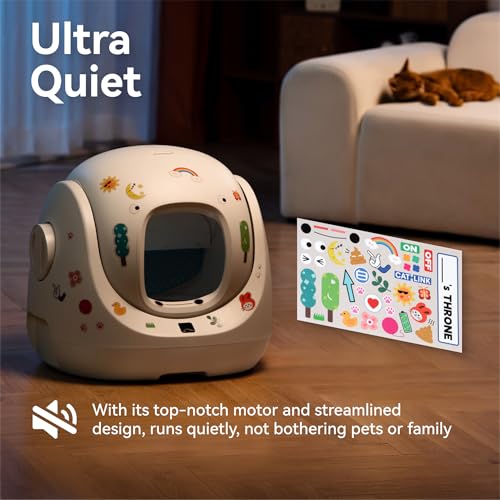 Self Cleaning Cat Litter Box 7.8" Low Entry for Senior Cats (White)