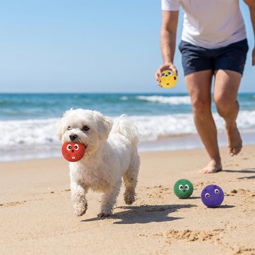 Dog Ball Toy Smiley Face Squeaky Dog Toys Soft Dog Balls Latex Rubber Squeak Dog Toys for Small Medium Puppy Pet Dog (Colorful Smiley Face)