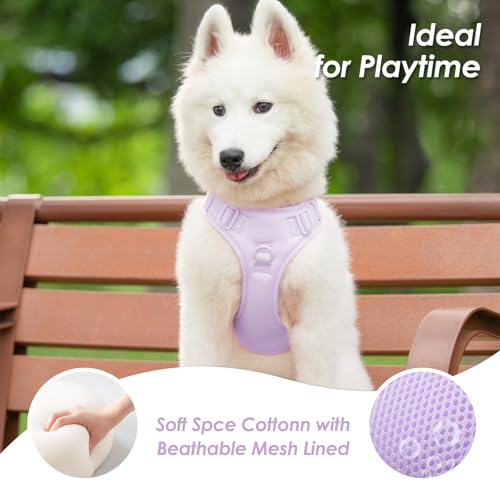No Pull Dog Harness for Small Sized Dogs (Light Purple / S(Neck:15.7-22.0", Chest:17.3-24.8"))