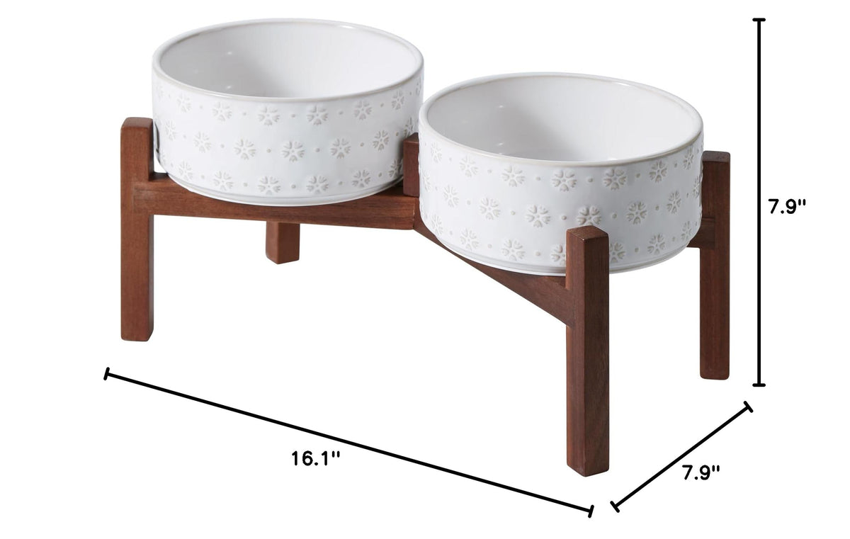 Elevated Dog Bowls (Double Bowls with Stand- Arctic White / 5CUPS)