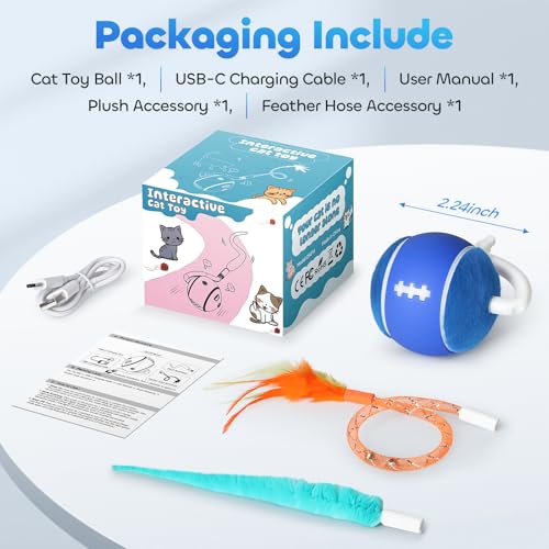 Interactive Cat Toy Ball for Indoor Cats with 3