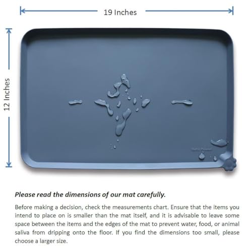 Waterproof Pet Feeding Mats with High Lips (19" x 12" / Gray)