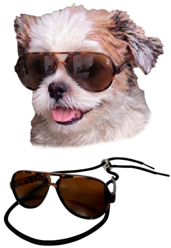 G029 Dog Cat Pet Aviator Sunglasses Glasses for Small Breeds up to 15lbs (Small, Up to 15lbs, Tortoise Brown)