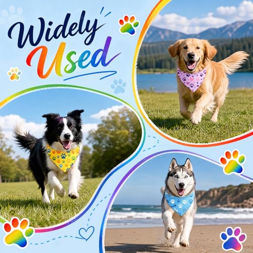 50 Pcs Pastel Paw Prints Dog Bandanas Bulk (31.5 x 21.7 x 21.7 Inch / Pastel Paw Print)