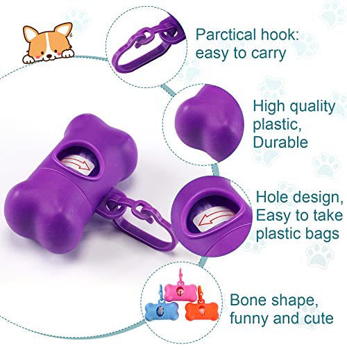 120 Pcs Bone Dog Poop Bag Dispensers with Bags and Hooks