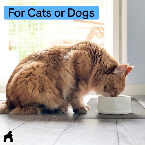 Dog Food Mat 100% Waterproof Silicone (Gray / 16"l X 10"w)