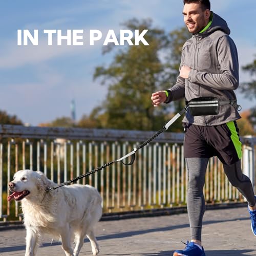 Hands Free Dog Leash for Two Dogs Walking (Black/Silver Gray / Large)