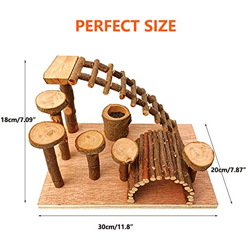 Wooden Hamster Bridge (Platform of climbing ladder and bridge)