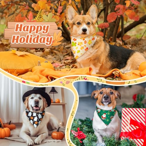 50 Pcs Holiday Dog Bandanas Bulk for Fall Autumn (Holiday / 25.6 x 17.7 x 17.7 Inch)