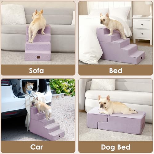 Dog Stairs for Small Dogs 13.5" H (Lilac / Standard 15" x 18" x 13.5")
