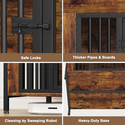 47.24" Dog Crate Furniture for 1 or 2 Dogs (Brown / 47.2"L x 28.4"W x 37.0"H)