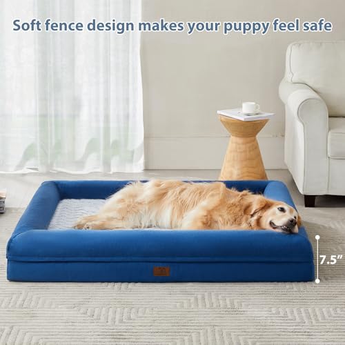Giant Dog Bed Orthopedic for Senior Dog Bed Comfy Sleeping (Blue / XXXX-L (61x43x7.5in))