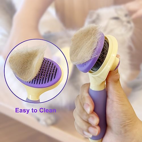 Cat Brush for Grooming and Shedding (Purple)