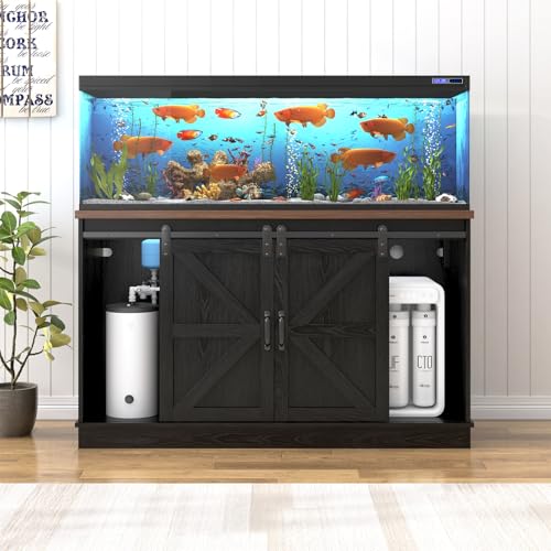 Farmhouse 55 75 Gallon Fish Tank Stand with Power Outlet (Black / 55-75 Gallon)