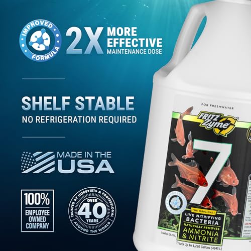 FritzZyme 7 Live Nitrifying Bacteria Naturally Removes Amonia & Nitrite for Freshwater Fish (1 gal)