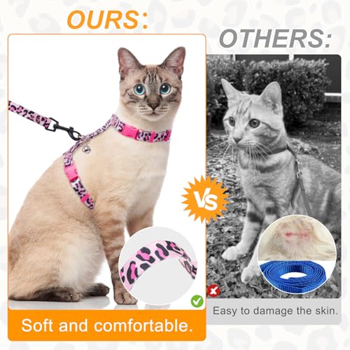 Cat Harness and Leash Set (Medium(Chest: 14"-22") / Leopard Pink)