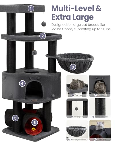 Heavy Duty Large Cat Tree Tower (Dark Grey1 / 60 inch)