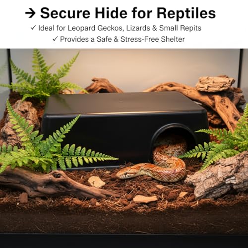 Reptile Hide Box Cave (Black / XL 2 Pcs)