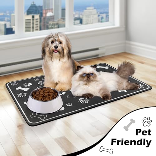 Pet Feeding Mat (29"L x 17"W / Square Black)