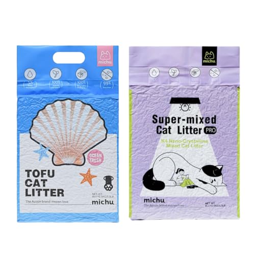 Tofu Cat Litter Natural Clumping Tofu Cat Litter 5.5lb (2 Pack / Ocean Fresh + Mixed)