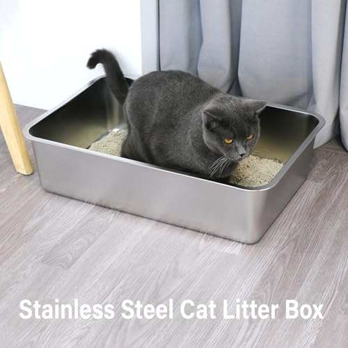 Stainless Steel Litter Box XL (23.6" L x 15.7" W x 6" H)