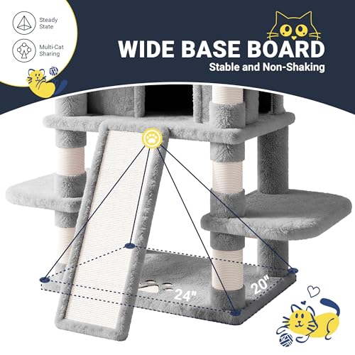82 Inches Large Cat Tree (82 in / Light Grey)