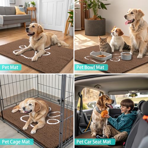 Dog Door Mat for Muddy Paws (30"X20" / Coffee and White)