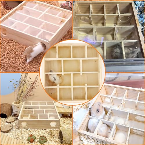 Wooden Hamster Tunnel Maze with Cover (Transparent-top hamster hideaway)