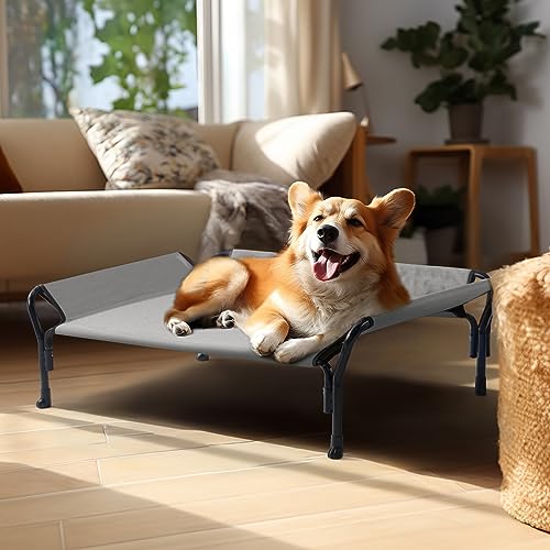 Cooling Elevated Dog Bed (Grey / 39.5"L x 28.0"W x 12.0"Th)