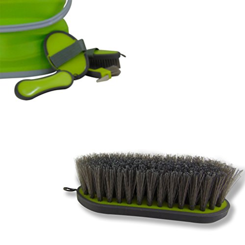 Collapsible Grooming Kit 10 Liter Bucket and 5 Grooming Tools (Lime Green)