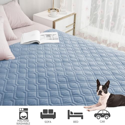 Waterproof Dog Bed Cover Pet Blanket for Furniture Bed Couch Sofa Reversible (82x82 Inch (Pack of 1) / Stoneblue+violetblue)