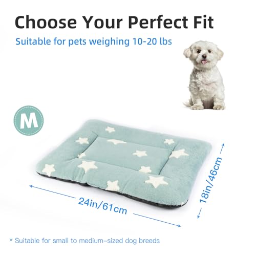 Dog Crate Pad Washable Cat Dog Bed for Crate Flat Pet Kennel Mat (24''L x 18''W x 1.5''Th / Blue)