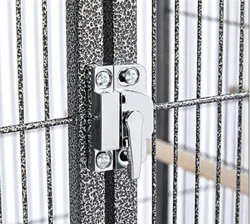Large Sturdy Wrought Iron Bird Parrot Rolling Metal Cage (24.0"L x 22.0"W x 66.5"H / Black Vein)